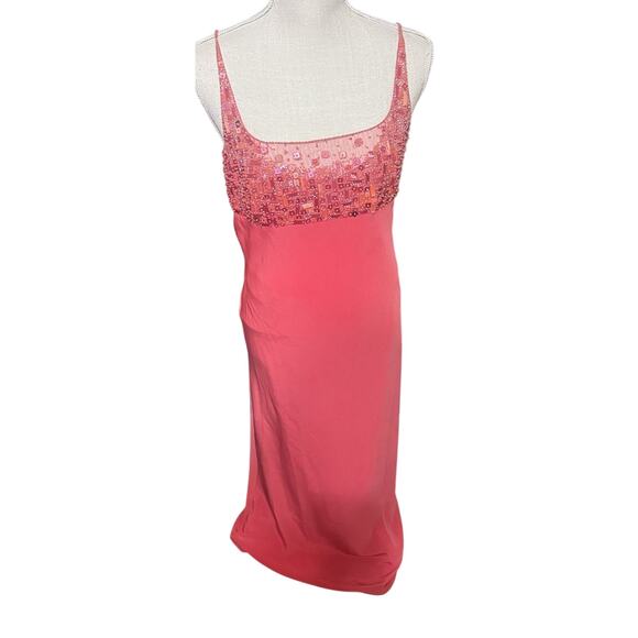Gilar Evening Gown Maxi Beaded Dress Coral Pink sz 8 Glam Prom Fairy Formal - Picture 1 of 9